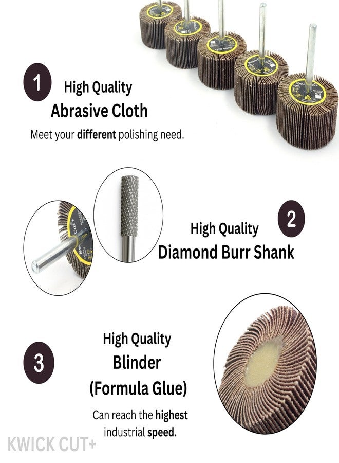 KWICK CUT + Spindle Mop Wheel 50mm x 25mm x 6mm 5pcs - Flap Wheel | Grinding Wheel for Metal, Wood, Rust & Paint Removal | Drilling & Deburring Tool | Polish Wheel (50x25x6mm, 600, Ultra Fine) - Image 2
